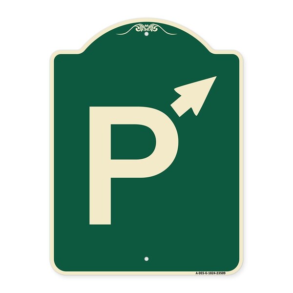 PWith Up Arrow Pointing Right Heavy-Gauge Aluminum Architectural Sign, 24" x 18", G-1824-23509